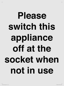 Please switch this appliance off at the socket when not in use